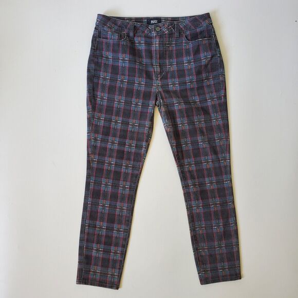 Paige Denim - Paige Hoxton Ankle Jeans Black Atlantic Tartan Plaid Straight Leg Hipster